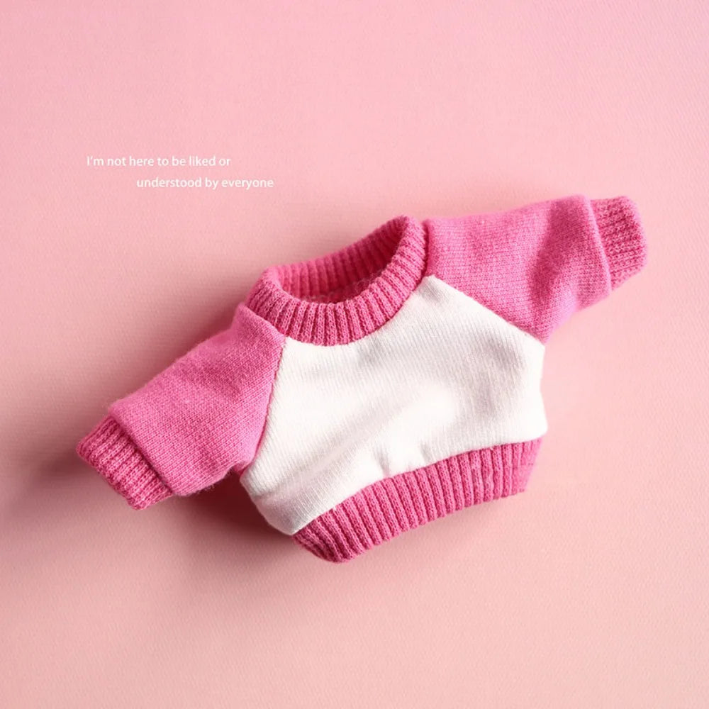 Handmade Hoodie for 10cm Cotton Dolls – Sweatshirt Outfit Doll Clothing Axl Pink without Hat