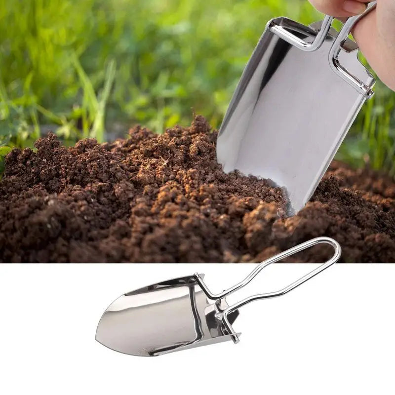 Folding Stainless Steel Garden Trowel – Portable Planting Tool Garden Hand Trowel Axl