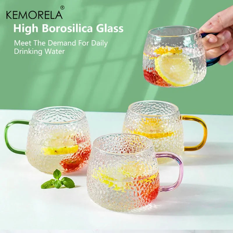 KEMORELA 400ml Hammer Pattern Glass Cup – Coffee & Tea Mug Glass Coffee Mug Axl