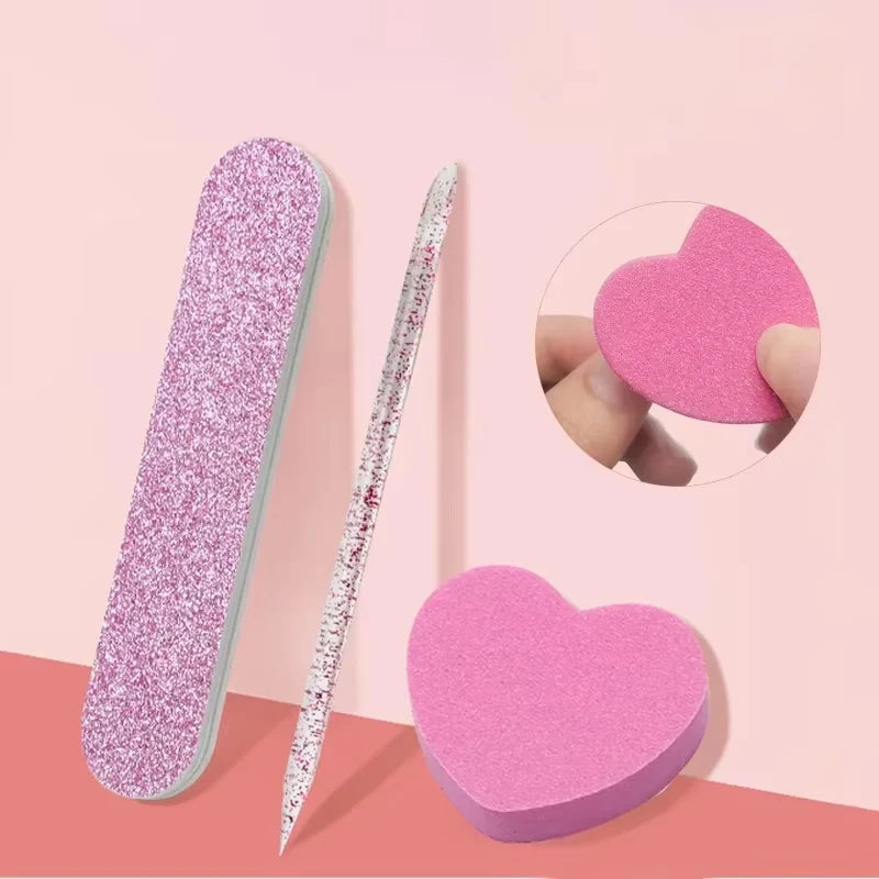 3-Piece Nail File Set – Dotting Pen, Buffer & Manicure Tools Nail Manicure Kit Axl Pink
