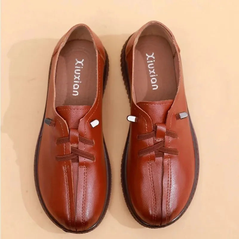 Women's Genuine Leather Loafers – Flat Slip-On Moccasin Shoes Women's Leather Loafers Axl
