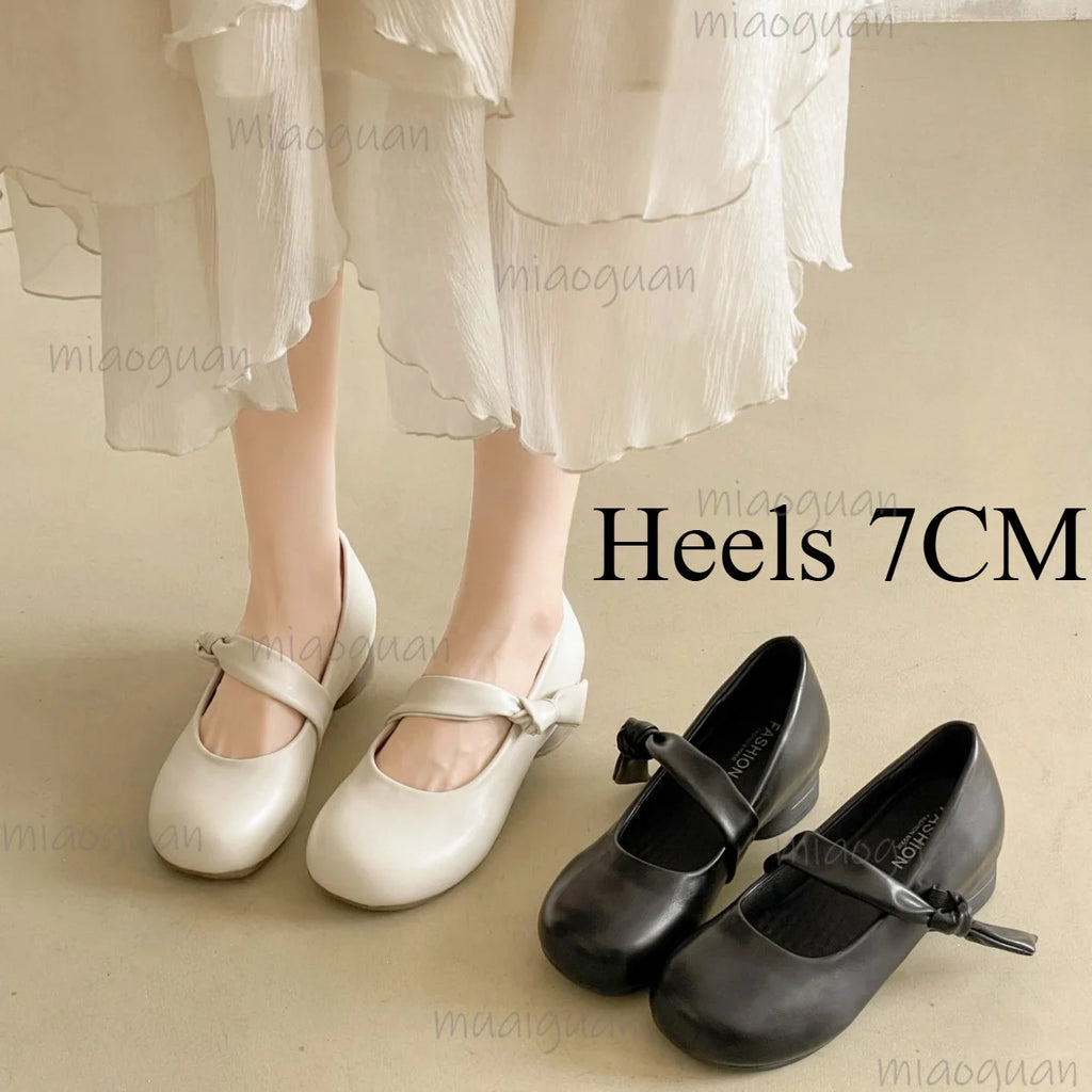 Women's Mary Jane Block Heel Pumps – Buckle Strap 7CM Block Heel Pumps Axl
