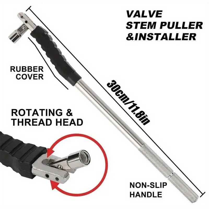 Tire Valve Stem Puller & Core Tool – No-Scratch Steel Valve Stem Tool Axl