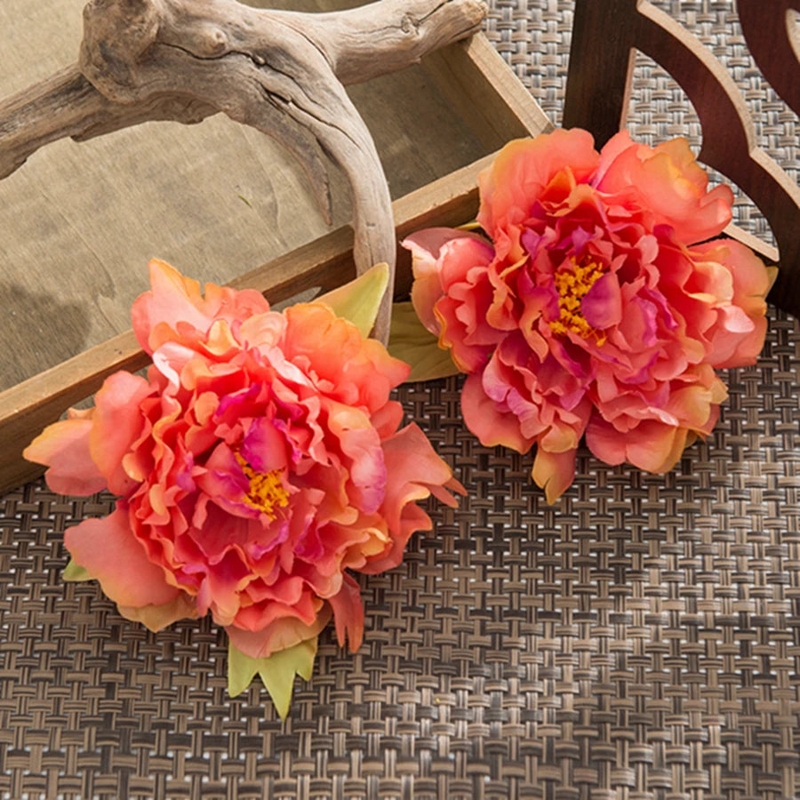 10 Pcs Silk Artificial Peony Flower Heads – Wedding & Home Decor Artificial Flower Heads Axl Red 10 Pieces