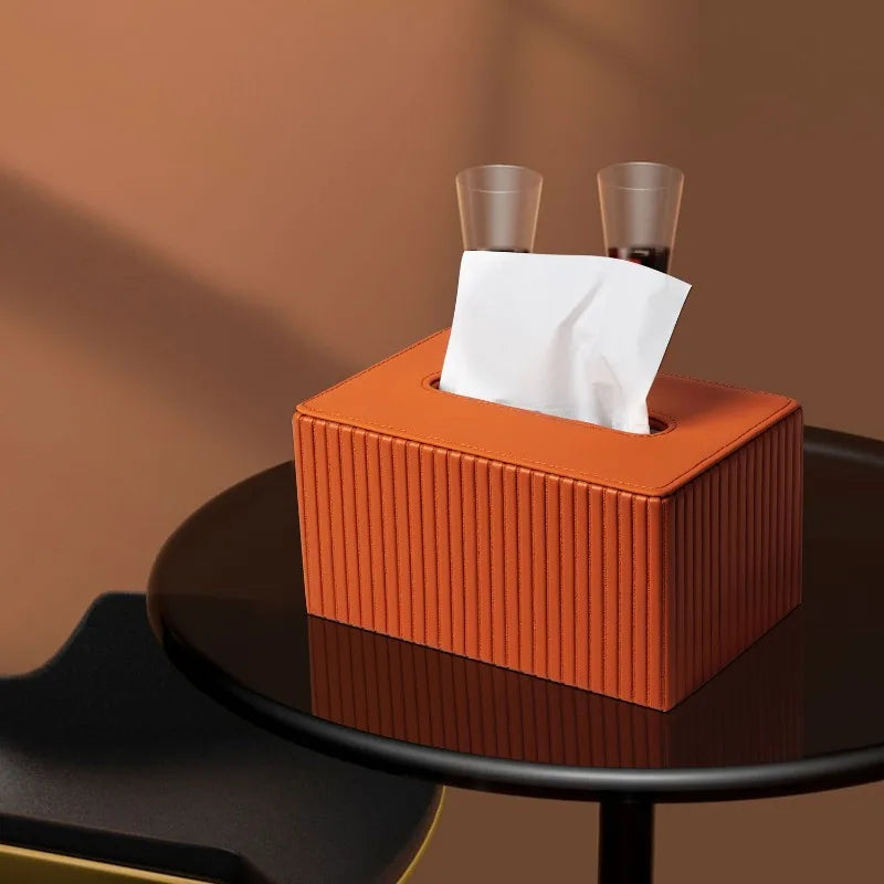 Luxury Leather Tissue Box Cover | Modern Decorative Napkin Case Tissue Box Cover Axl
