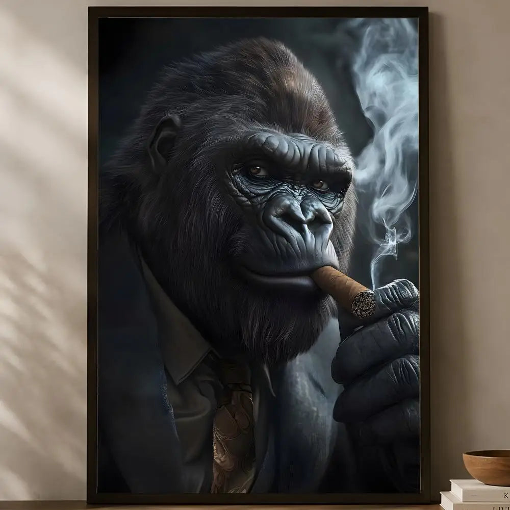 Smoking Animals Wall Art Poster – Self-Stick HD PVC Decor Wall Art Poster Axl White01 15X20cmNoframe