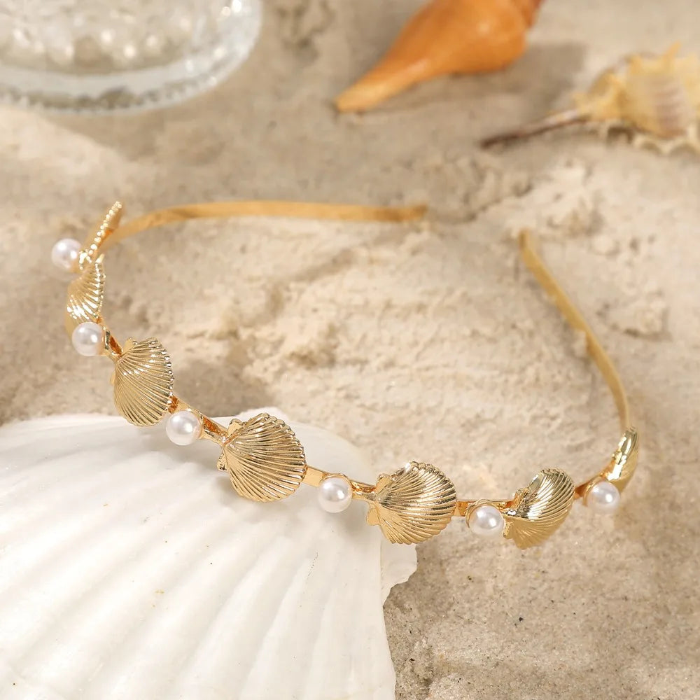 Pearl Starfish Shell Hair Hoop – Gold & Silver Tiara Headband Hair Tiara Headband Axl Style 1