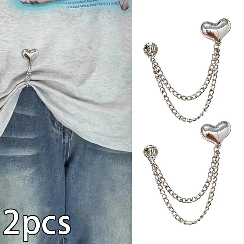 2-Pack Magnetic Clothing Clips with Chain | Metal Jean Button Fix Magnetic Clothing Clips Axl A