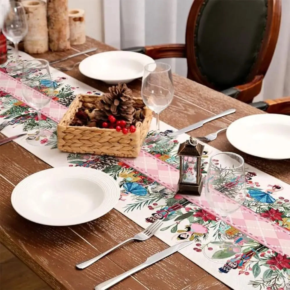 Christmas Table Runner 13x72" Burlap Nutcracker Farmhouse Decor Christmas Table Runner Axl
