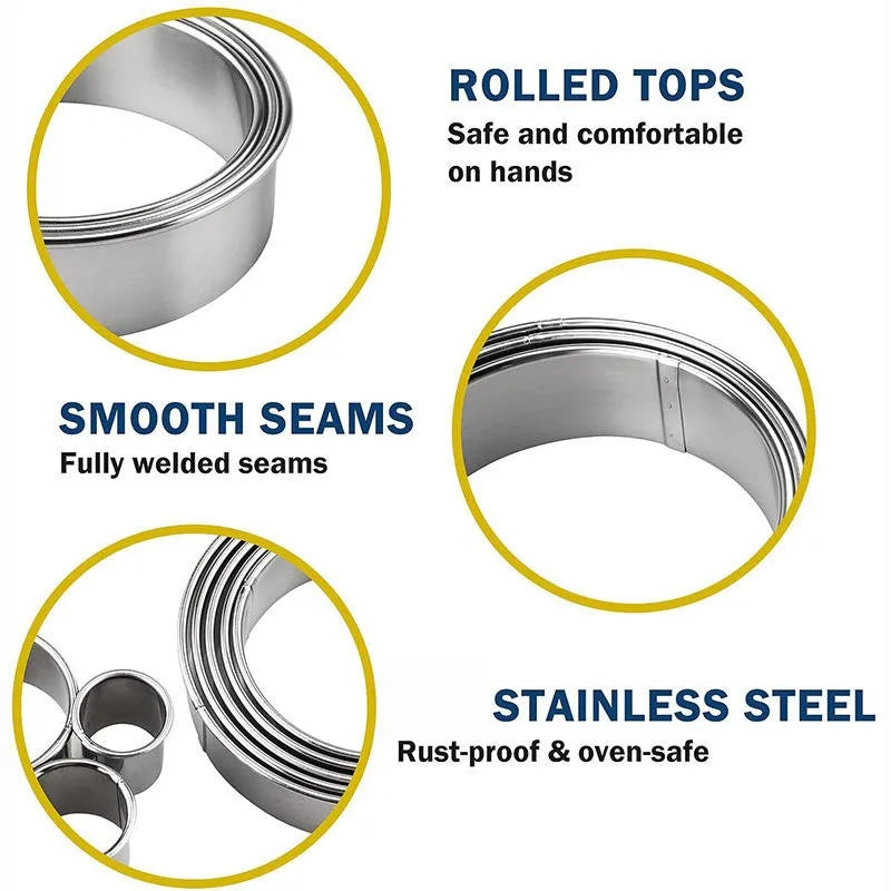 Stainless Steel Round Cookie Cutter Set – 11/12 Pc Baking Molds Cookie Cutter Set Axl