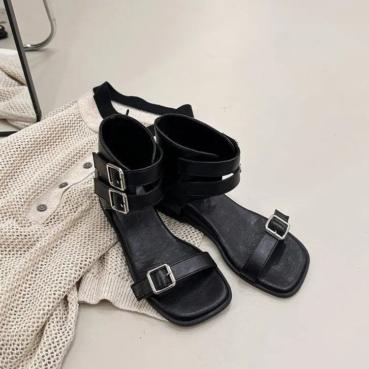Women's Wedge Platform Sandals – Open Toe Ankle Buckle Heels Wedge Platform Sandals Axl Black 39