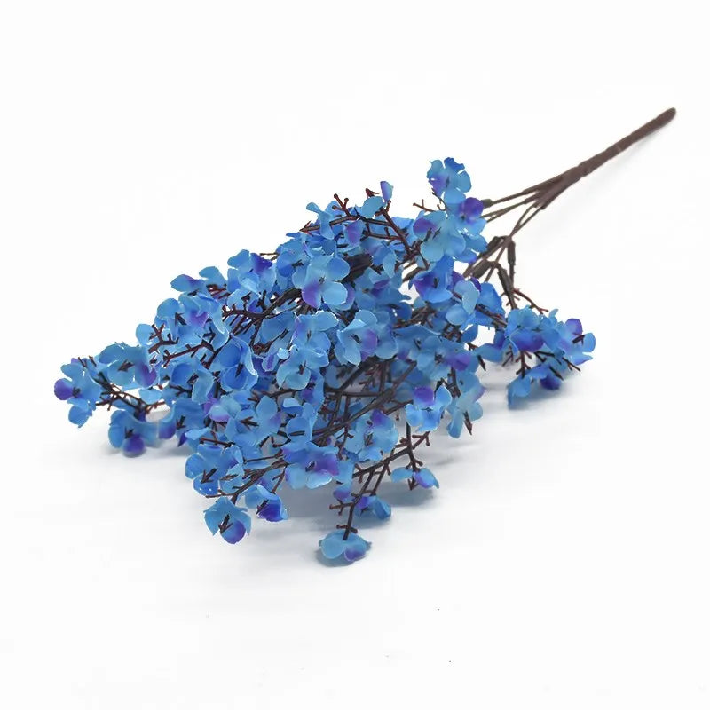 Silk Artificial Gypsophila Peach Blossom Stems | Wedding Décor Artificial Flower Stems Axl (Blue) 1 piece