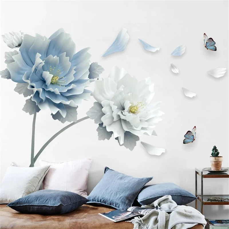 3D Lotus Butterfly Removable Wall Stickers – Large Floral Decal Wall Decal Sticker Axl