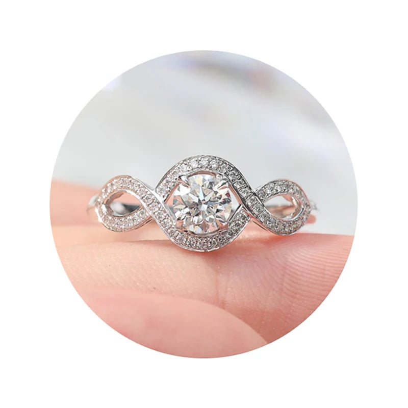 Huitan Twist CZ Wedding Band Ring for Women – Silver Tone Wedding Band Ring Axl