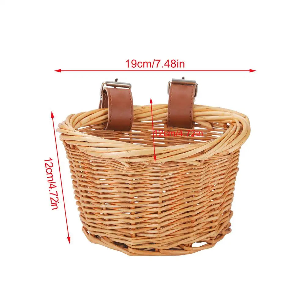 Wicker Rattan Kids Bike Basket – Handlebar Bicycle Storage Kids Bike Basket Axl A