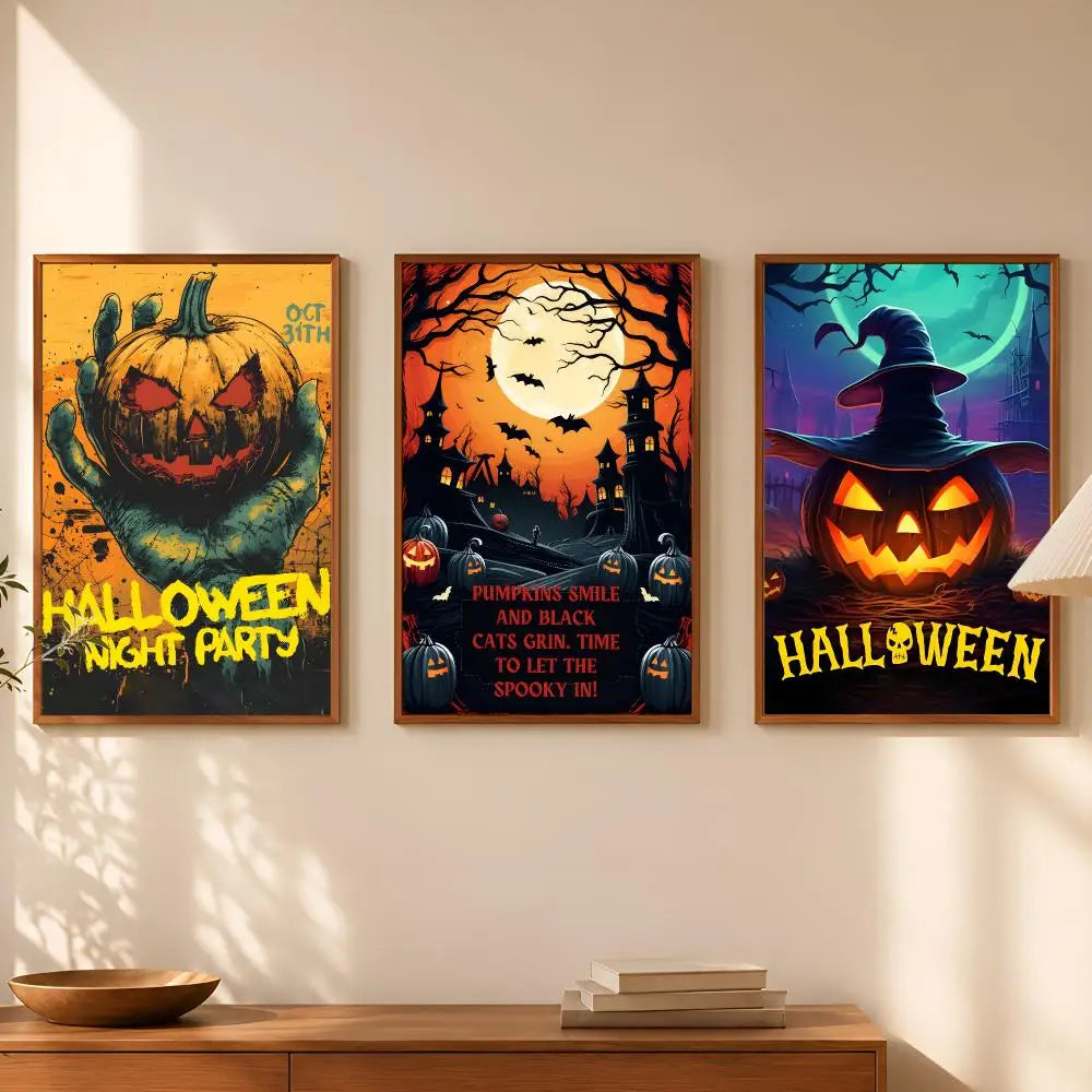 Halloween Self-Stick Wall Poster – Waterproof HD Home Decor Wall Art Poster Axl