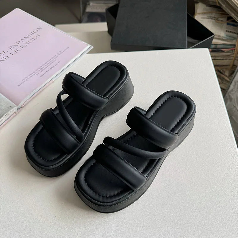 Women's Wedge Slide Sandals – Thick Sole Summer Slippers Wedge Slide Sandals Axl black 36