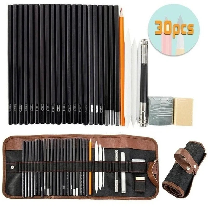 30-Piece Sketch & Charcoal Pencil Art Set for Beginners Sketch Pencil Set Axl
