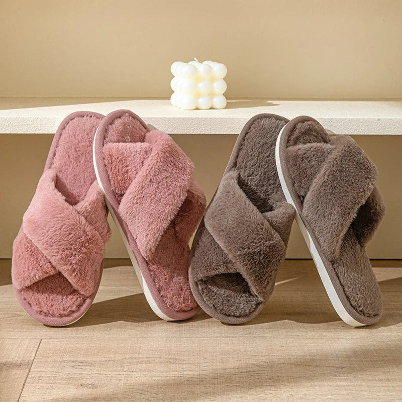 Women's Fuzzy Open Toe House Slippers – Soft Plush Terry Cloth Women's House Slippers Axl
