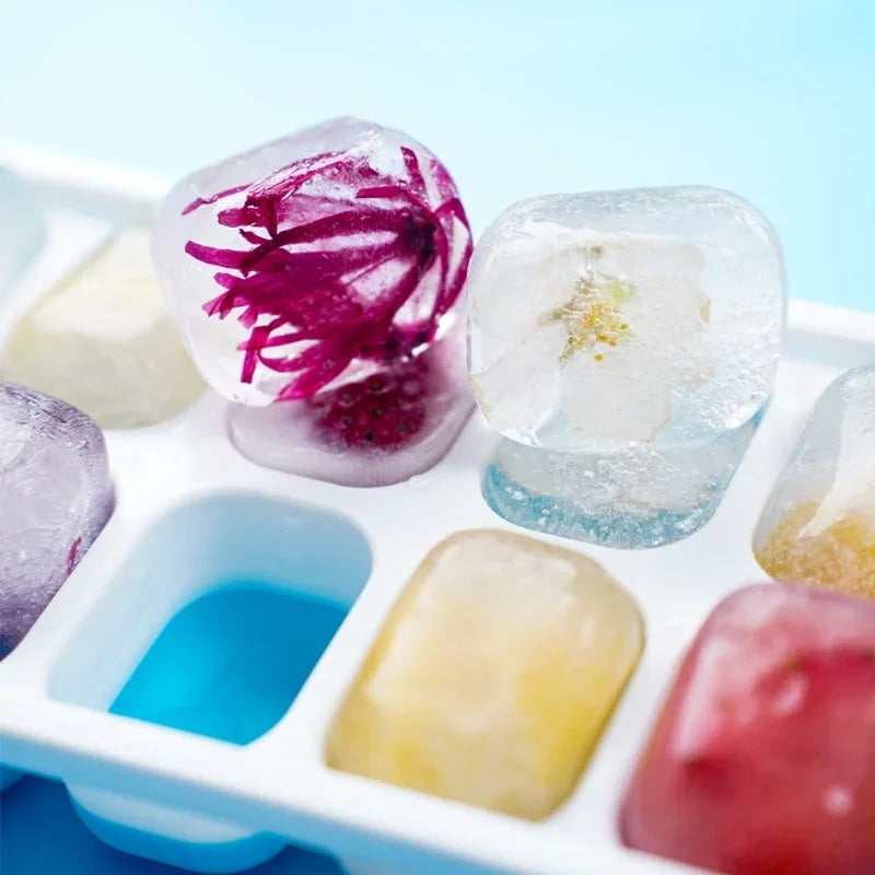 14-Grid Silicone Ice Cube Tray with Lid – Stackable Mold Silicone Ice Tray Axl