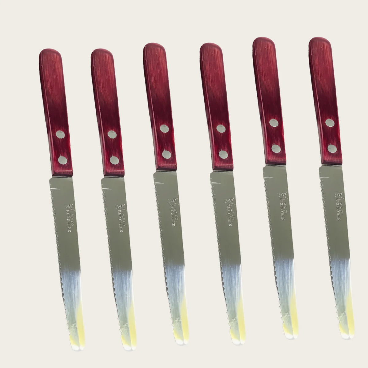 Stainless Steel Steak Knife – Red Polywood Handle | Dishwasher Safe Steak Knife Axl 6 Pc