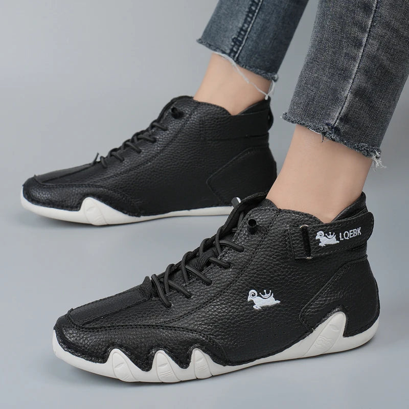 AZGB Women's Leather Ankle Boots – Casual Motorcycle Style Women's Ankle Boots Axl