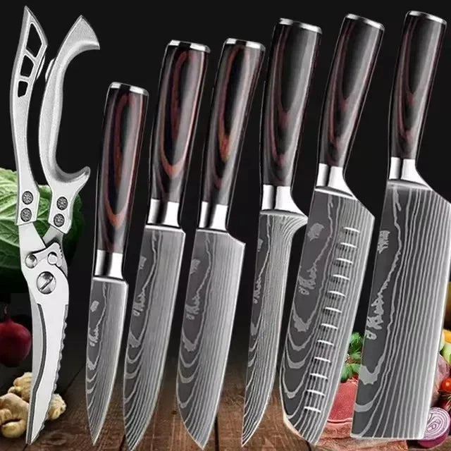 InLeung Damascus-Pattern Chef Knife – Sharp Stainless Steel Chef Kitchen Knife Axl