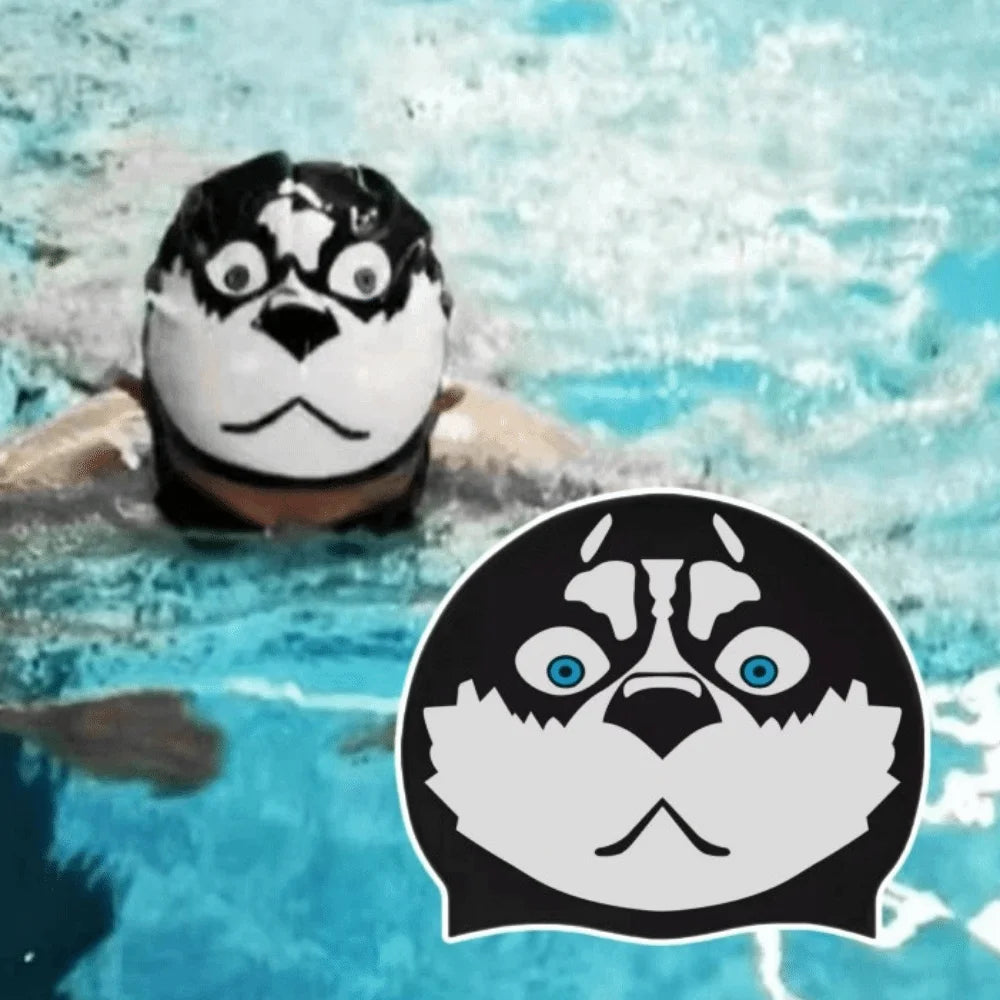 Funny Dog Silicone Swimming Cap – Elastic Pool Hair Cover Silicone Swim Cap Axl