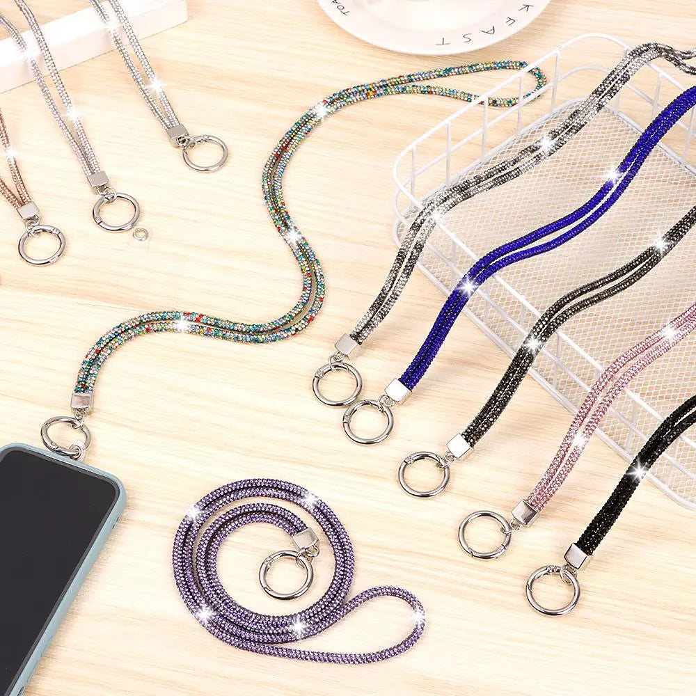 Glitter Rhinestone Phone Lanyard – Crystal Diamond Chain Strap Phone Lanyard Strap Axl