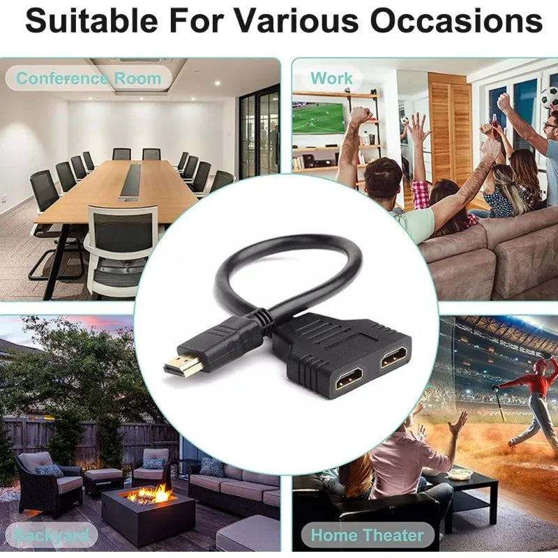 HD 1080P HDMI Splitter – 1 In 2 Out Dual Port Adapter Cable HDMI Splitter Adapter Axl