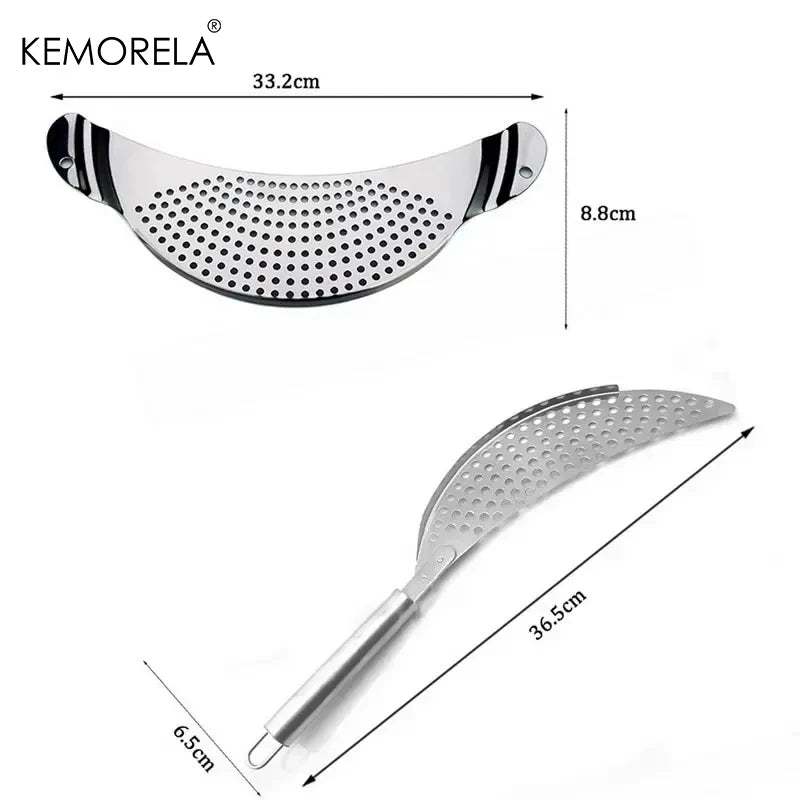 Stainless Steel Pot Side Strainer & Pan Drainer | KEMORELA Kitchen Strainer Axl