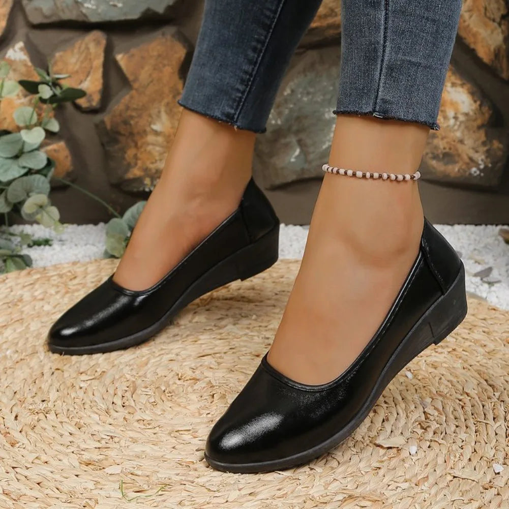 Women's Pointed Toe Wedge Pumps – Slip-On Casual Office Shoes Wedge Pumps Axl