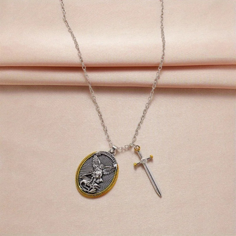 St. Michael Archangel Pendant Necklace – Catholic Saint Medal Religious Pendant Necklace Axl