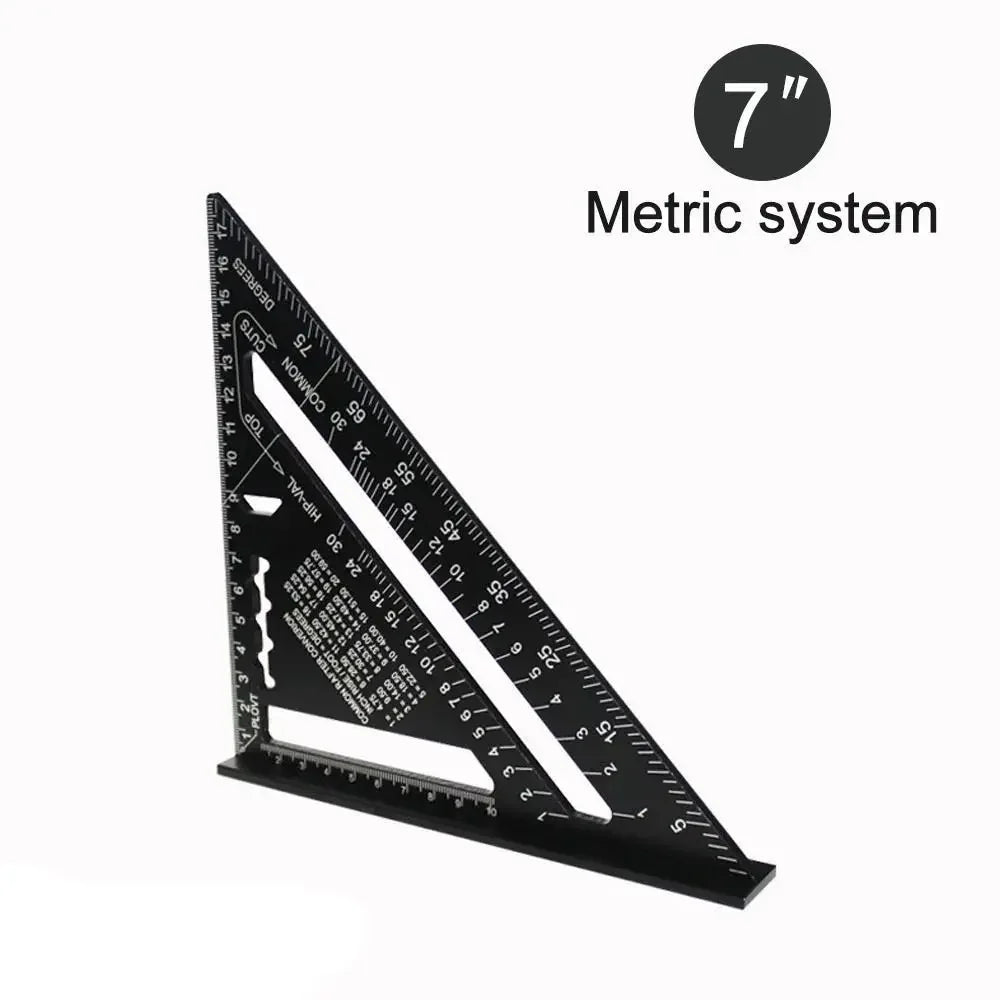 7-Inch Aluminum Speed Square Triangle Ruler – Metric & Imperial Speed Square Ruler Axl black-metric-1pc