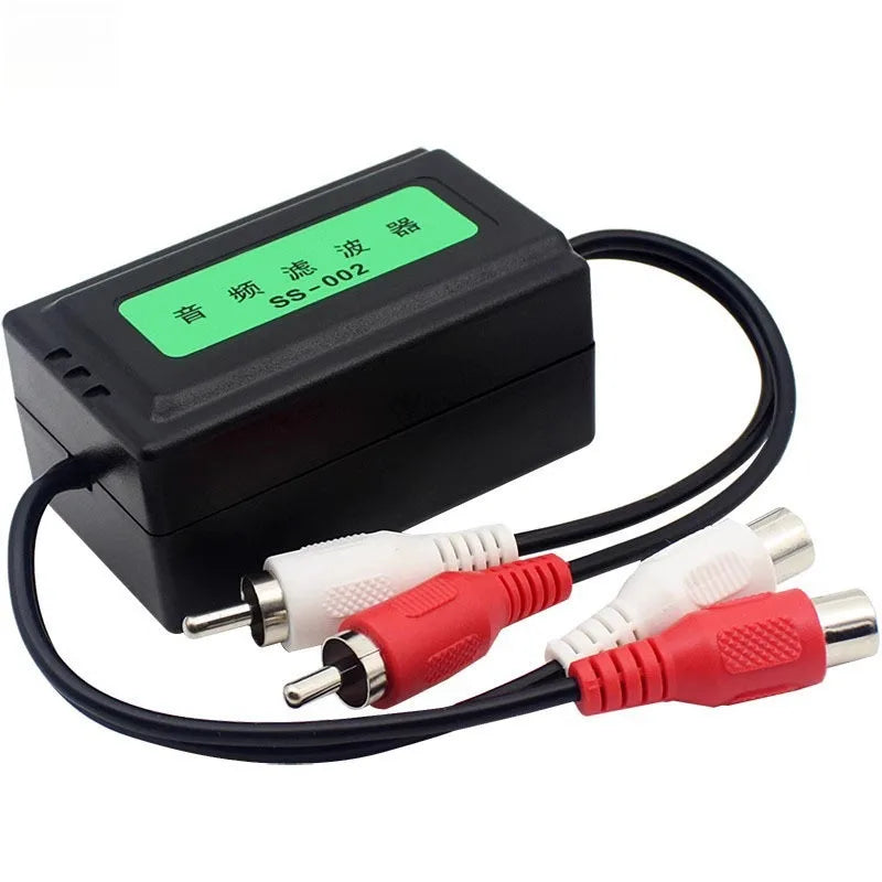 Car Audio Ground Loop Isolator – 3.5mm & RCA Noise Filter Audio Noise Filter Axl black-1pcs