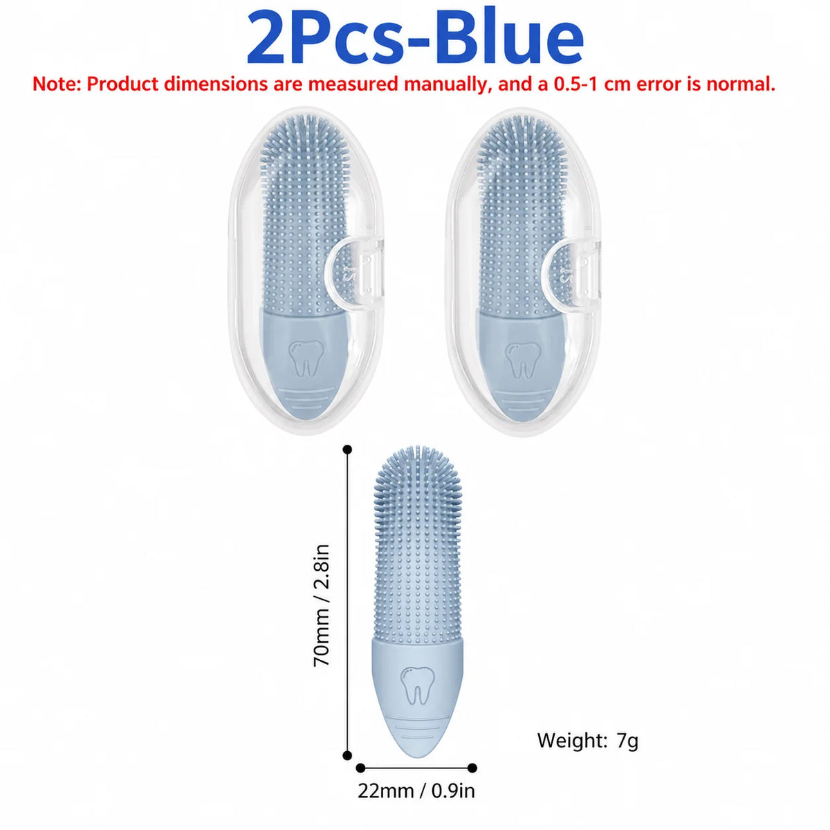 360° Silicone Pet Finger Toothbrush for Dogs & Cats – 2pc Set Pet Dental Brush Axl 2Pcs-Blue