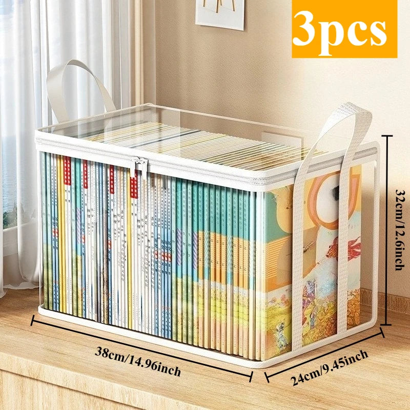 Transparent Flip-Top Storage Box – Large Plastic Organizer Bin Storage Organizer Bin Axl white-3pcs