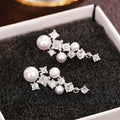 Huitan Pearl & CZ Drop Earrings – Elegant Women's Jewelry Drop Earrings Axl E2457