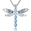 Huitan Blue CZ Dragonfly Pendant Necklace for Women Pendant Necklace Axl XL1204 45cm