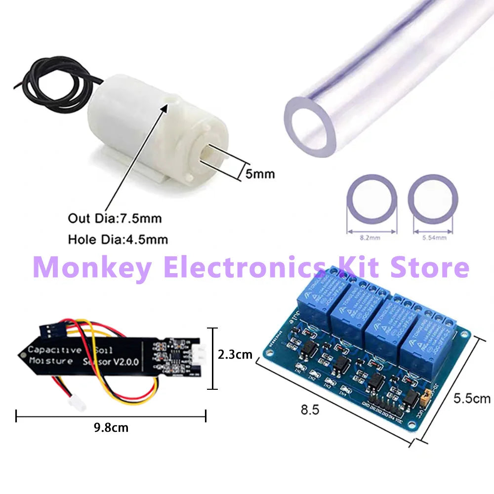 4-Way Auto Plant Irrigation Kit – Soil Moisture Sensor Pump Irrigation Kit Axl