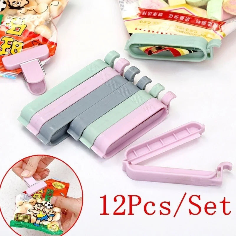 Plastic Bag Clips Set 12/24 Pcs – Food & Snack Bag Sealer Food Bag Clips Axl