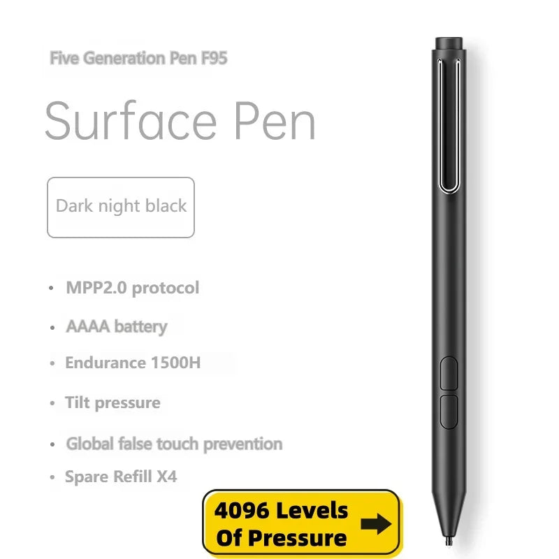 Stylus Pen for Microsoft Surface 4096 Pressure – Pro 9/10/11/8/7 Tablet Stylus Pen Axl F95 - 4096 - Black