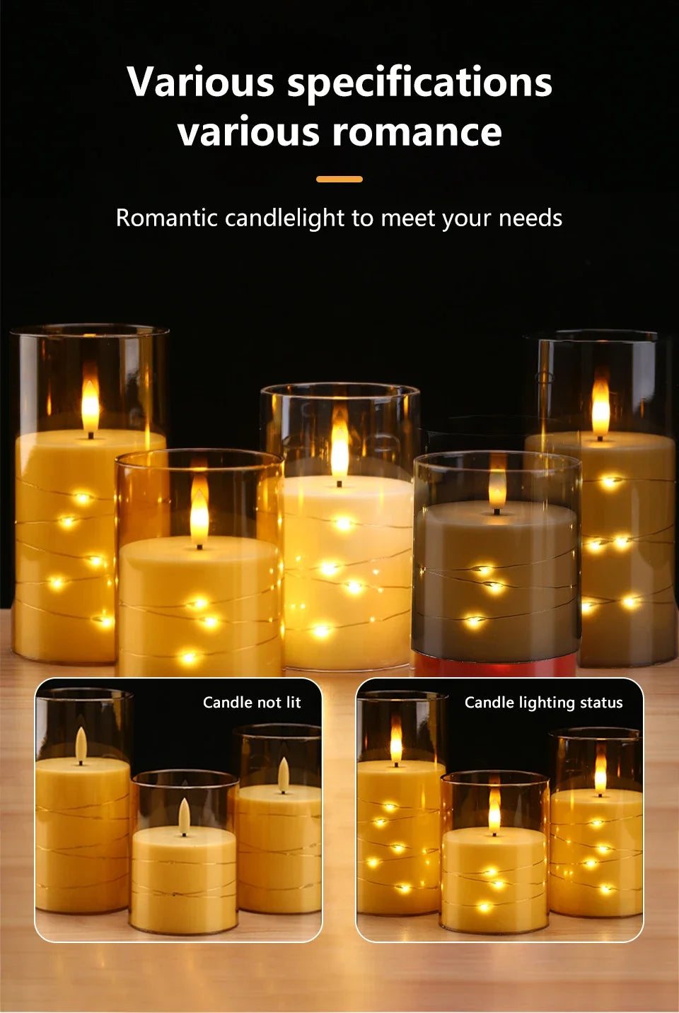 Battery-Powered Flameless LED Candles with Remote – Set of 3 LED Candle Set Axl