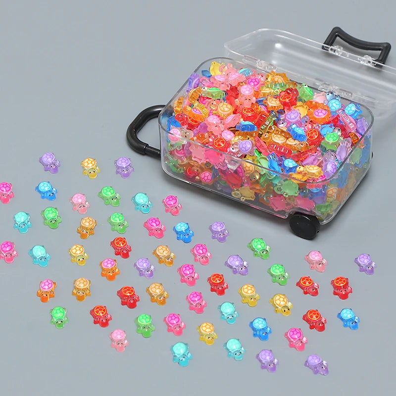 100 Pcs Glow-in-the-Dark Mini Turtle Resin Figurines Fairy Garden Miniature Resin Figurines Axl