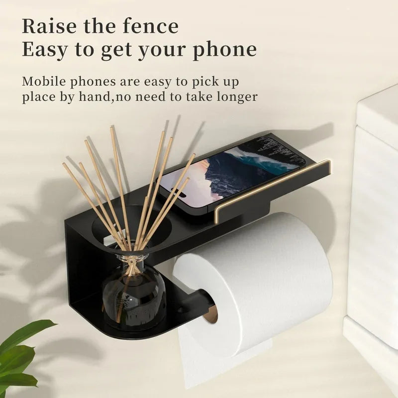 Self-Adhesive Wall-Mounted Toilet Paper Holder & Shelf Toilet Paper Holder Axl