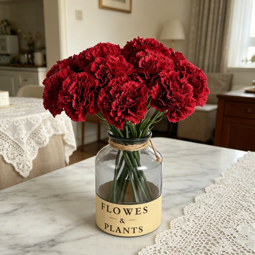 Silk Carnation Artificial Flowers 4/8 Pcs – Wedding & Home Décor Artificial Silk Flowers Axl