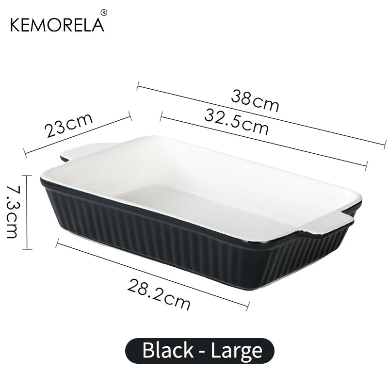 KEMORELA Ceramic Baking Dish – 3 Sizes, Handles, Oven Safe Ceramic Baking Dish Axl Black L