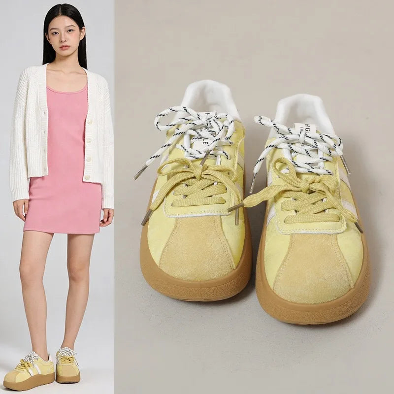 Women's Retro Thick Sole White Sneakers – Lightweight Trainer Women's Sneakers Axl