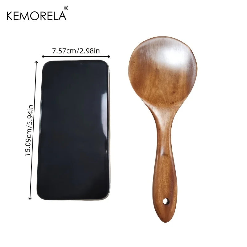 Wooden Rice Paddle & Serving Spoon Set | KEMORELA 1-2 Pcs Wooden Kitchen Utensils Axl