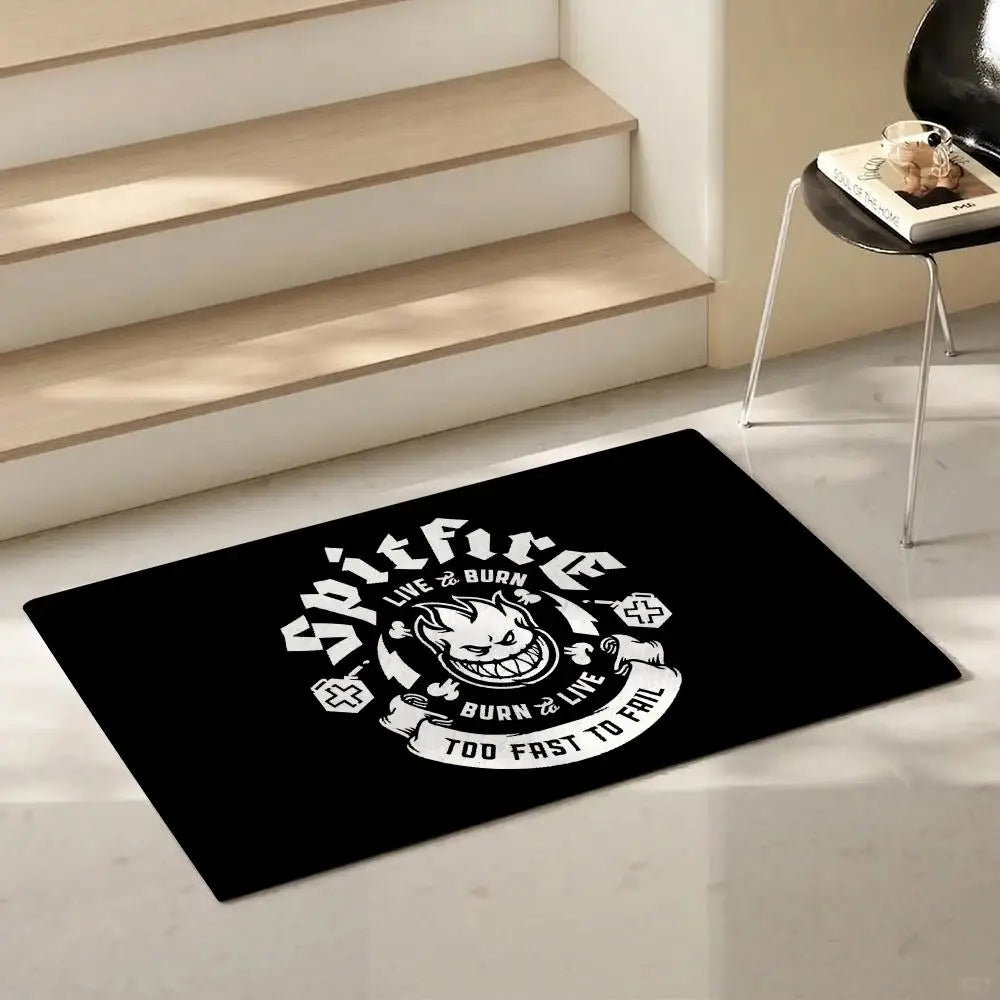 Skate Graphic Flannel Floor Mat – Non-Slip Soft Indoor Rug Indoor Flannel Rug Axl